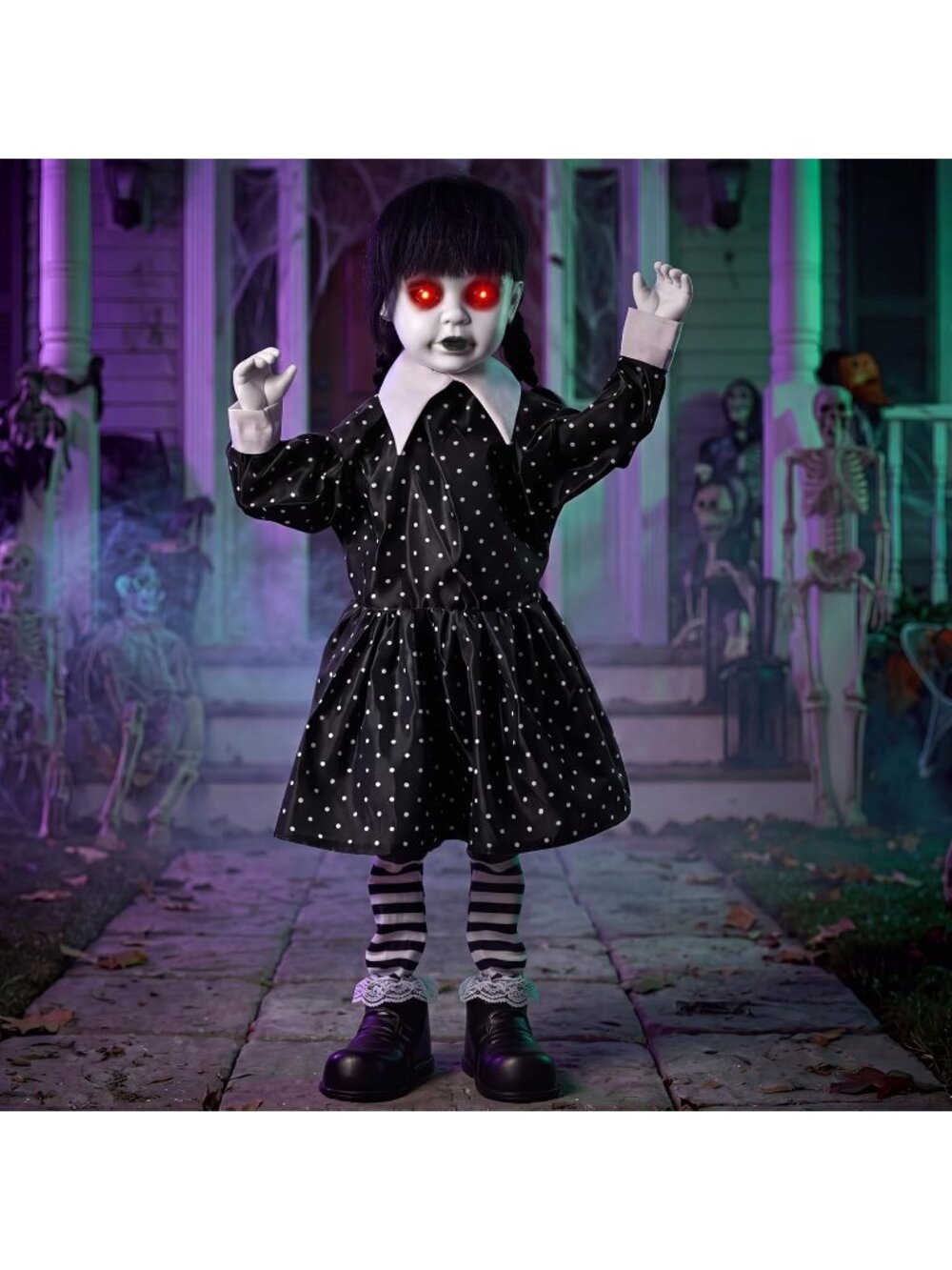 31.5" Halloween Animatronic Decorations Sound Activated Spooky with LED Eyes